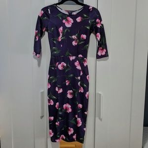 Purple Floral Pencil Dress